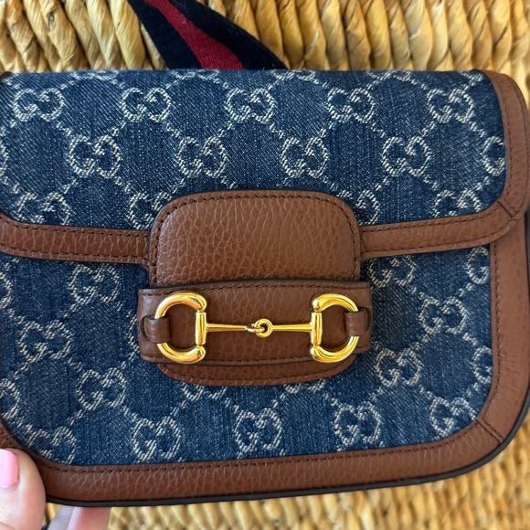Gucci Denim/leather Horse Bit shoulder bag - Picture 1 of 10